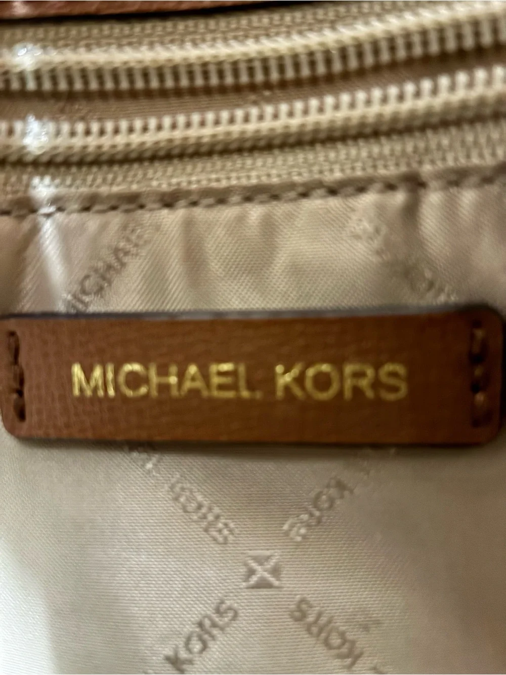Michael Kors Brown and Tan Logo Satchel with Matching Zip Wallet